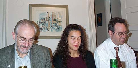 Bob Frank, Tanya Frank, and Ken Frank at the seder.